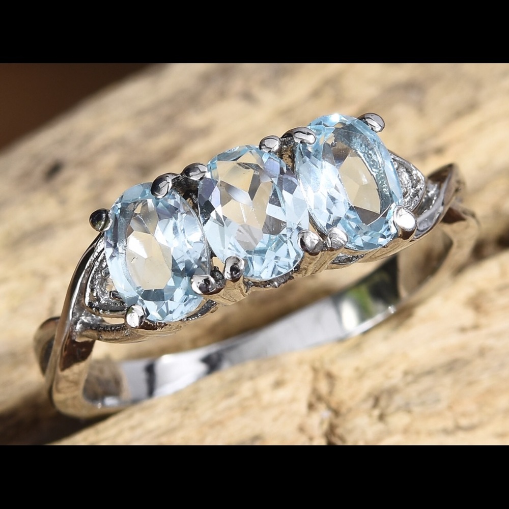 Sky Blue Topaz 3 stone ring